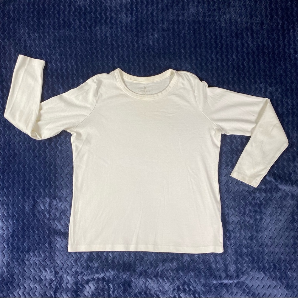 C-0013 LandsEnd L/P LS Scoop Neck Shaped 100% Cotton Top
